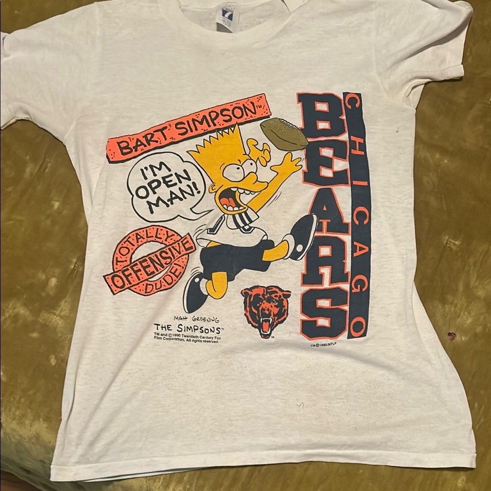White Bart Simpson Chicago Bears T-Shirt